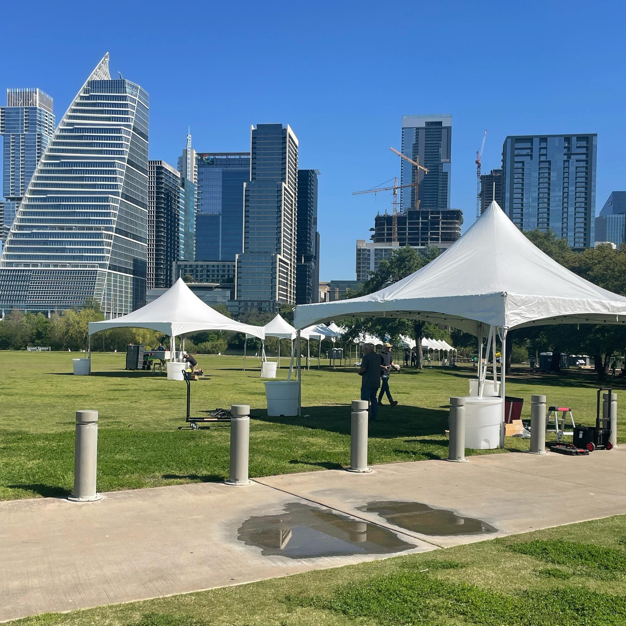 Our 20&rsquo;x20&rsquo; high peak tents will be at the Urban Music Festival this weekend! Don&rsquo;t they look cute against the Austin skyline? Go see them at Auditorium Shores (and catch some great musical acts while you&rsquo;re there).

Oh, and b