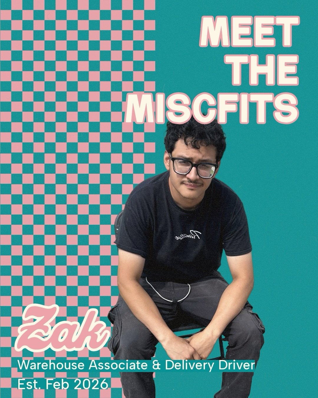 Warehouse team going STRONG 💪🏻 Meet Zak, another 2026 addition to the Misc fam. Zak is a super fast learner and even faster rental set-upper (peep our set up olympics reel.) Thanks for always showing up, showing out and keeping us laughing. We&rsqu