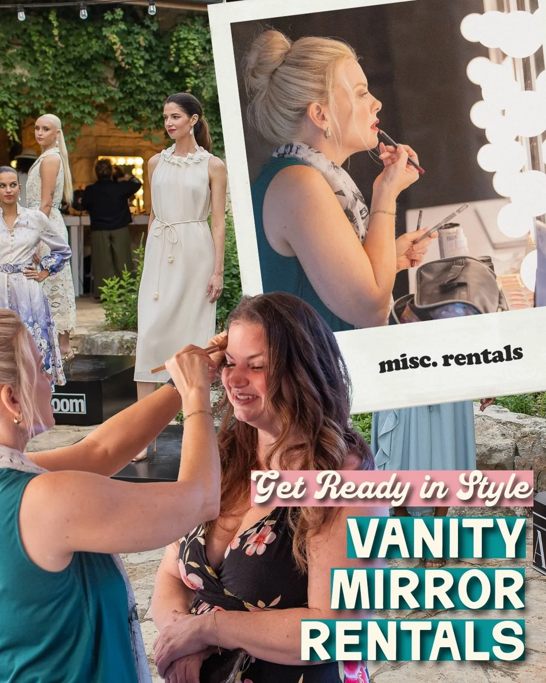 Transform any space into a professional-grade glam station with our vanity mirrors 🪞 Whether you&rsquo;re getting ready to walk down the aisle or walk the runway, we&rsquo;ve got you covered. Want to kick it up a notch? Line the room with pipe and d