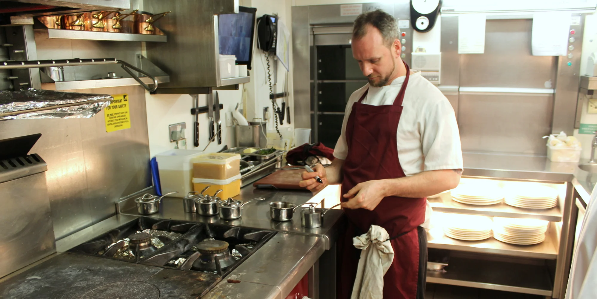 luca, the sous, with a sharpie