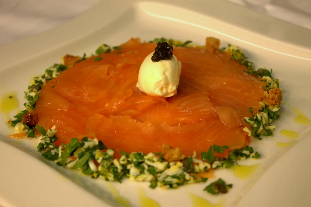 salmon with creme fraiche
