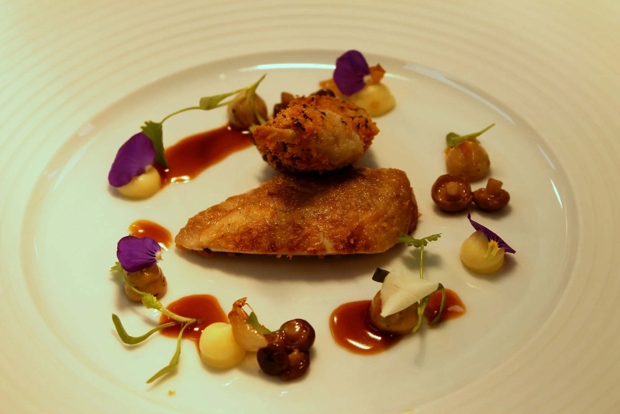 Quail with Truffle, Roast Onion and Mushroom