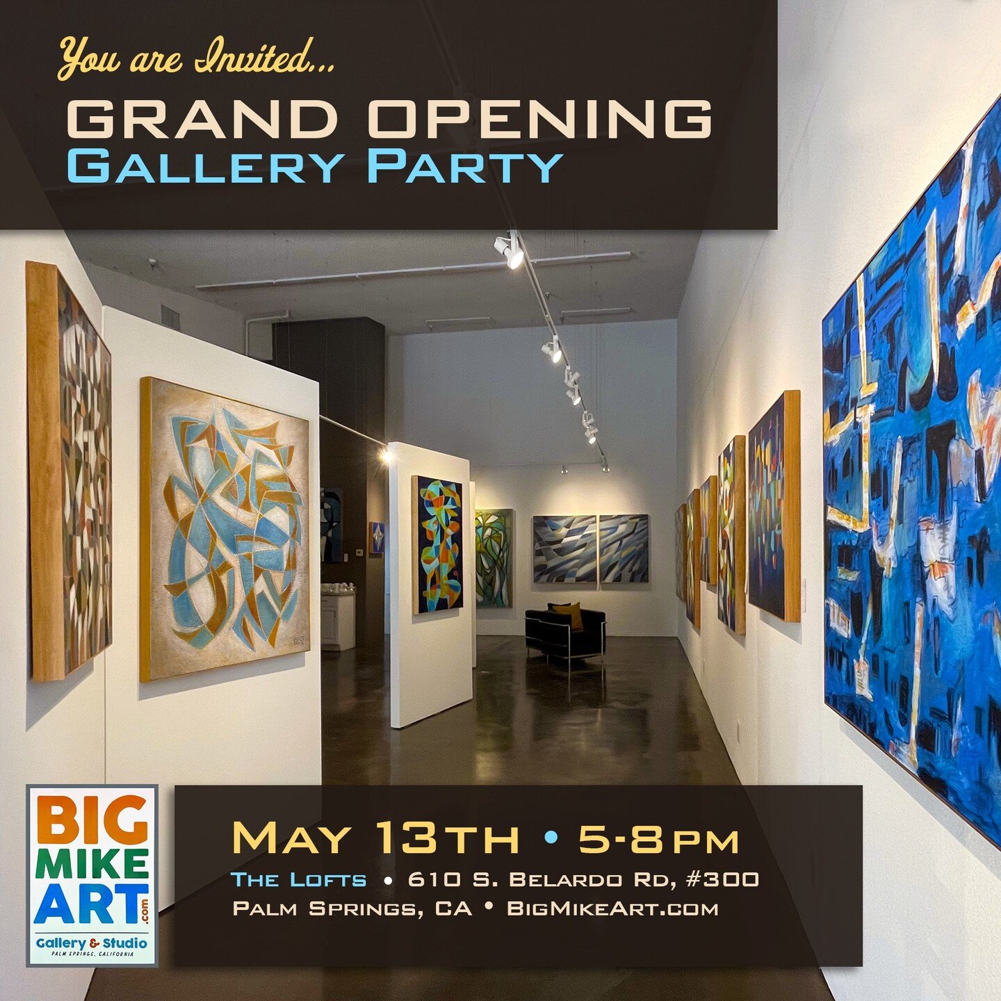So, I did a thing&hellip;
You are invited to the Grand Opening Celebration of the New Big Mike Art - Gallery &amp; Studio location!
Still in the The Lofts building @ Sun Center, the new space has taken blood, sweat and maybe a few tears to get into s