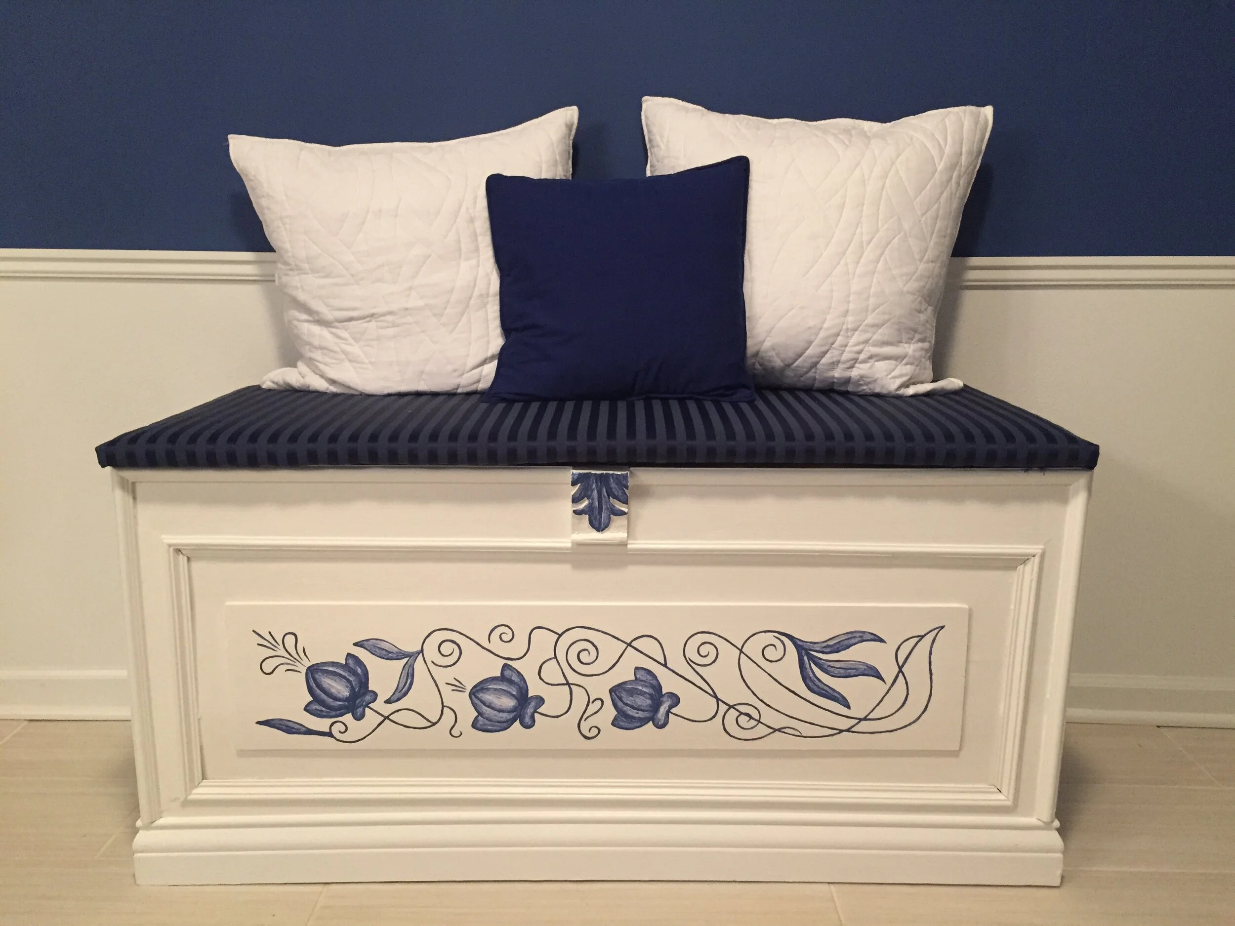 White & Blue Floral Trunk