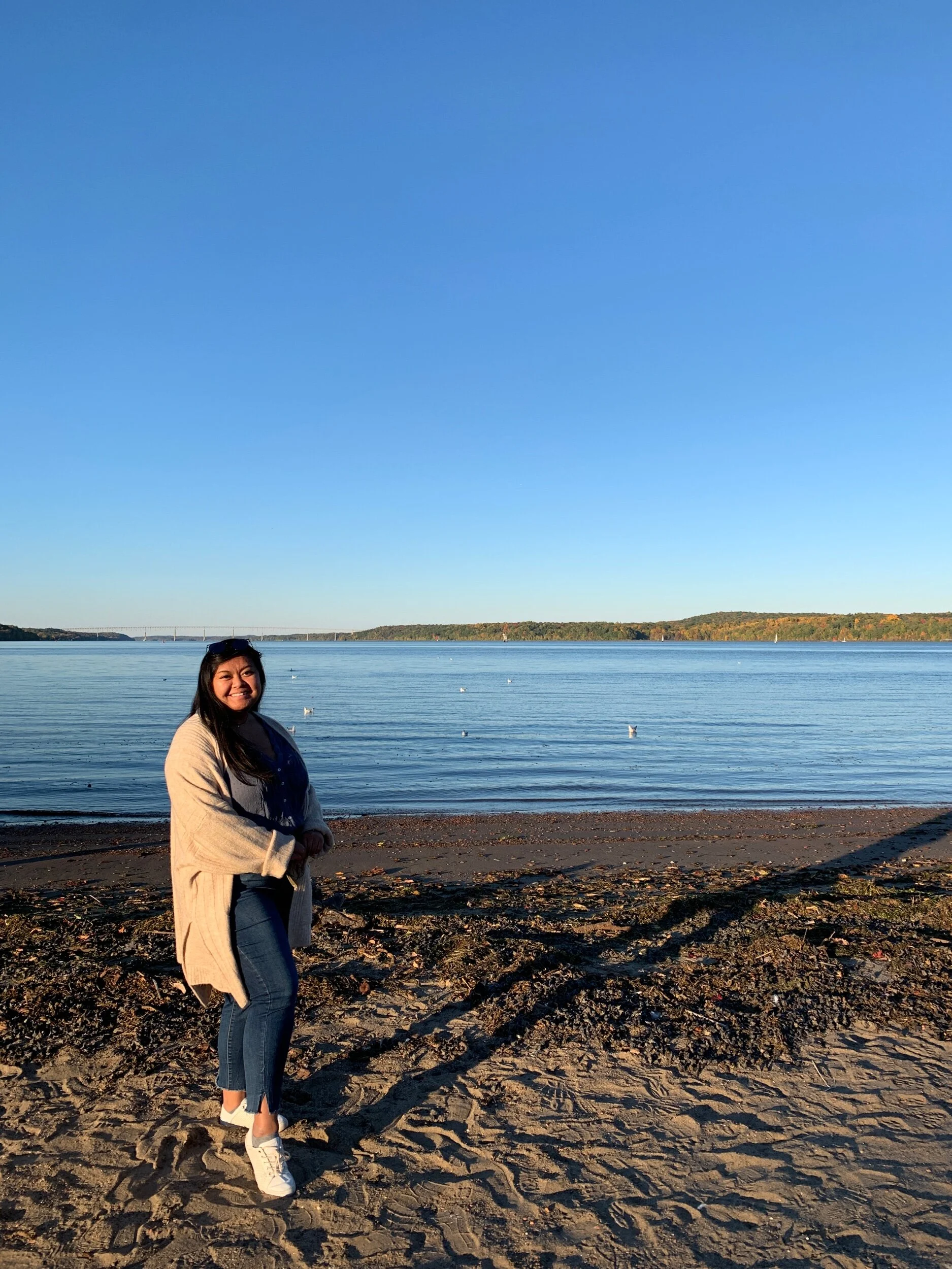 Kingston Point Beach is a small beach but it has a view of the Kingston-Rhinecliff Bridge in the background.
