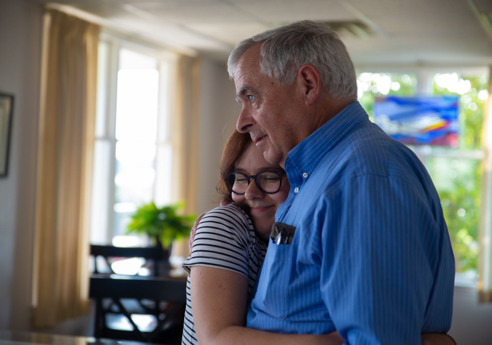  Watkins watches the weather outside when his daughter Carey Anne comes to visit. Once he cancelled his flight students due to the hurricane, Watson spent a lot of time sitting in the airplane hangar building a plane for his daughter.   “He doesn’t l