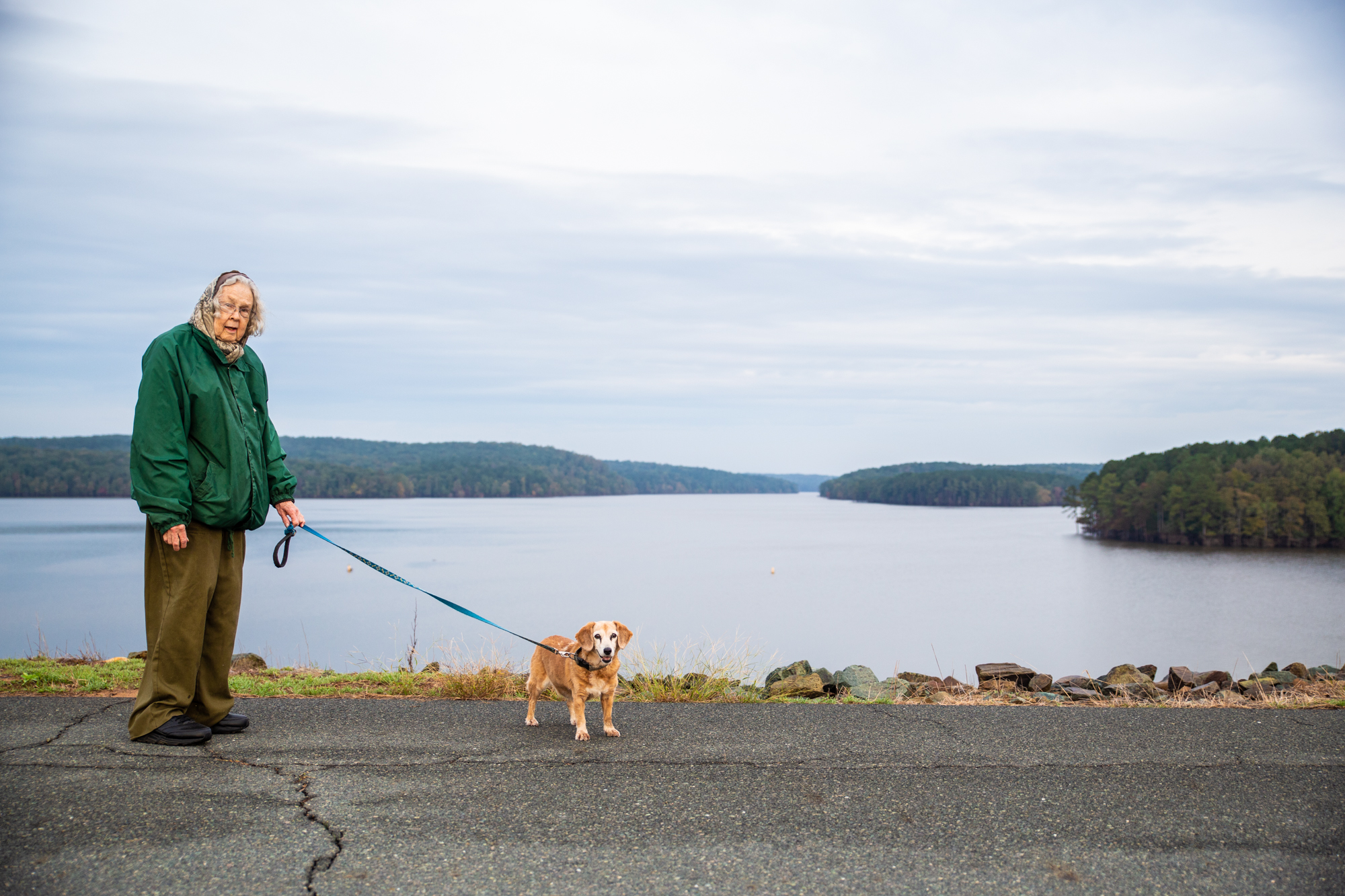  "For me it’s shadows. Every day I walk across  the dam, I watch for my shadow marching  below me, down the hill, and some days,  when the wind is still, even across the water  and up the hill at the other end of the earthen  dam that creates Jordan 