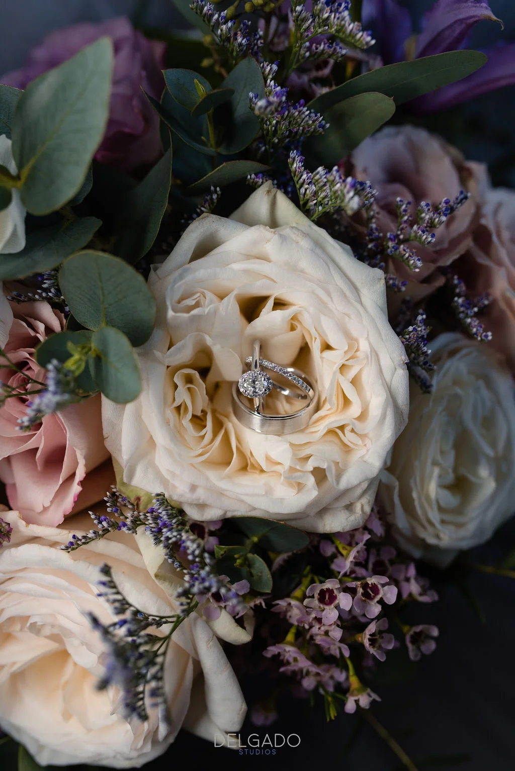 Modern Traditional Wedding Flowers and Wedding Rings