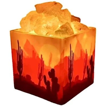 Square Southwestern Salt Lamp Diffuser With Dimmer Cord