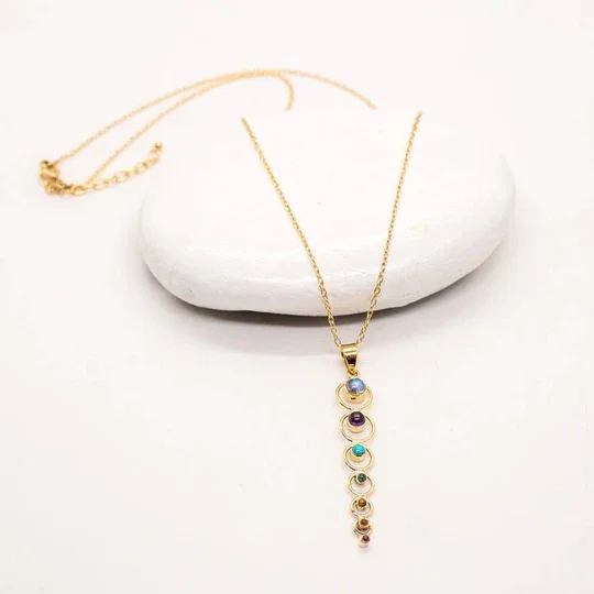 Baizaar Brass Stone Chakra Necklace