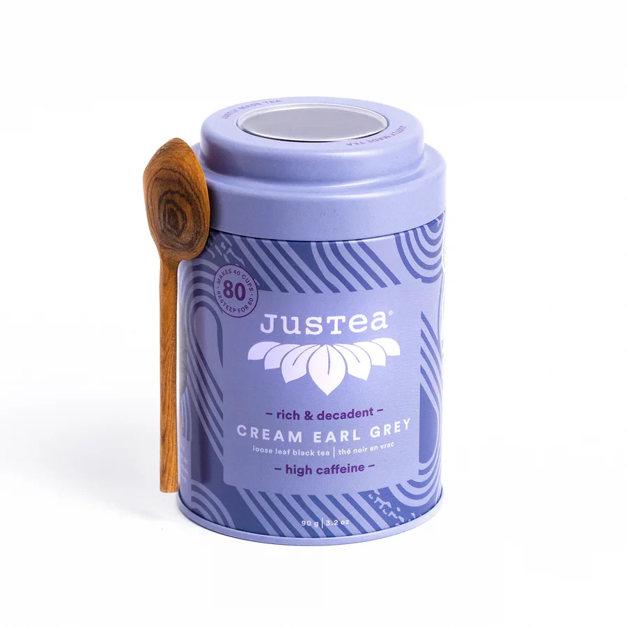 JusTea Cream Earl Grey Tin with Spoon
