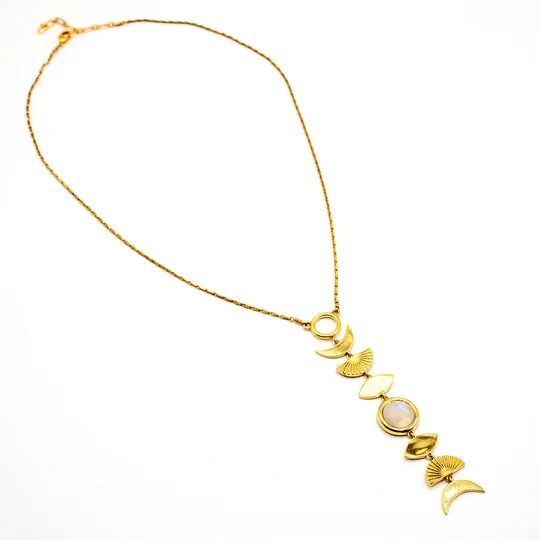 Baizaar Brass Moonstone Phase Necklace