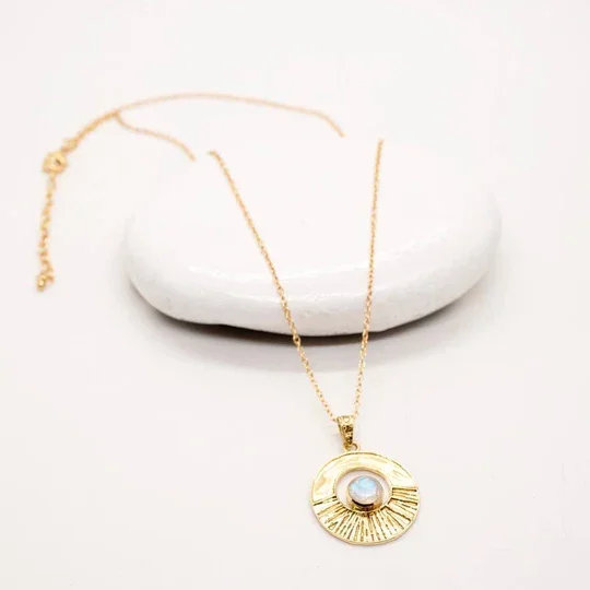 Baizaar Brass Moonstone Sunray Necklace