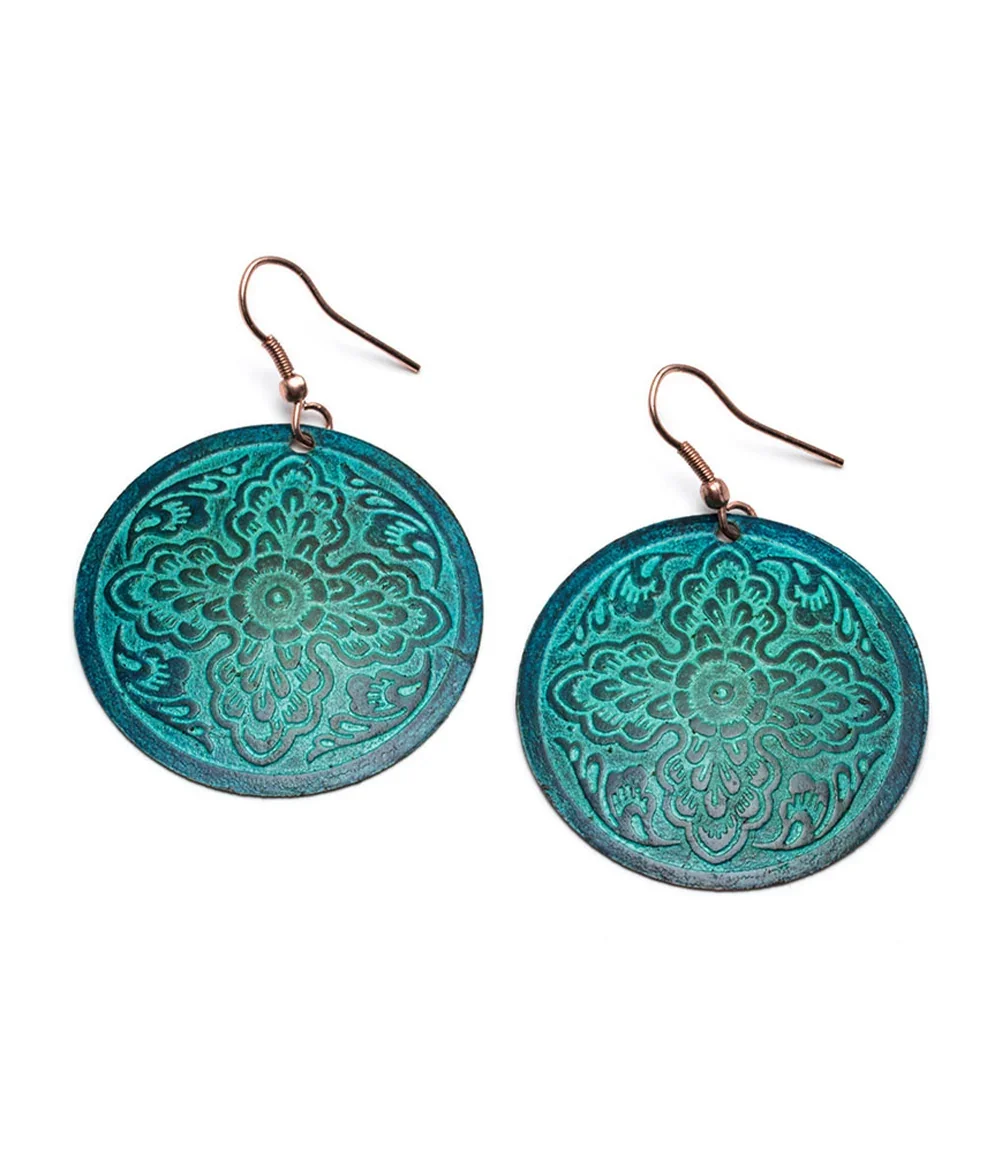 Matr Boomie Teal Disc Drop Earrings