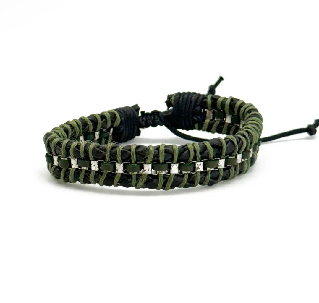 Anju Adjustable Woven Cord Bracelet - Green