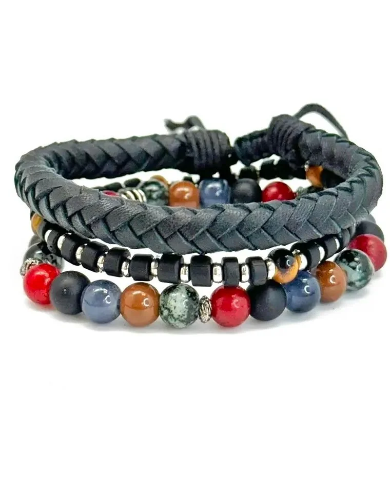 Anju Beaded Leather Bracelets - Assorted & Wooden