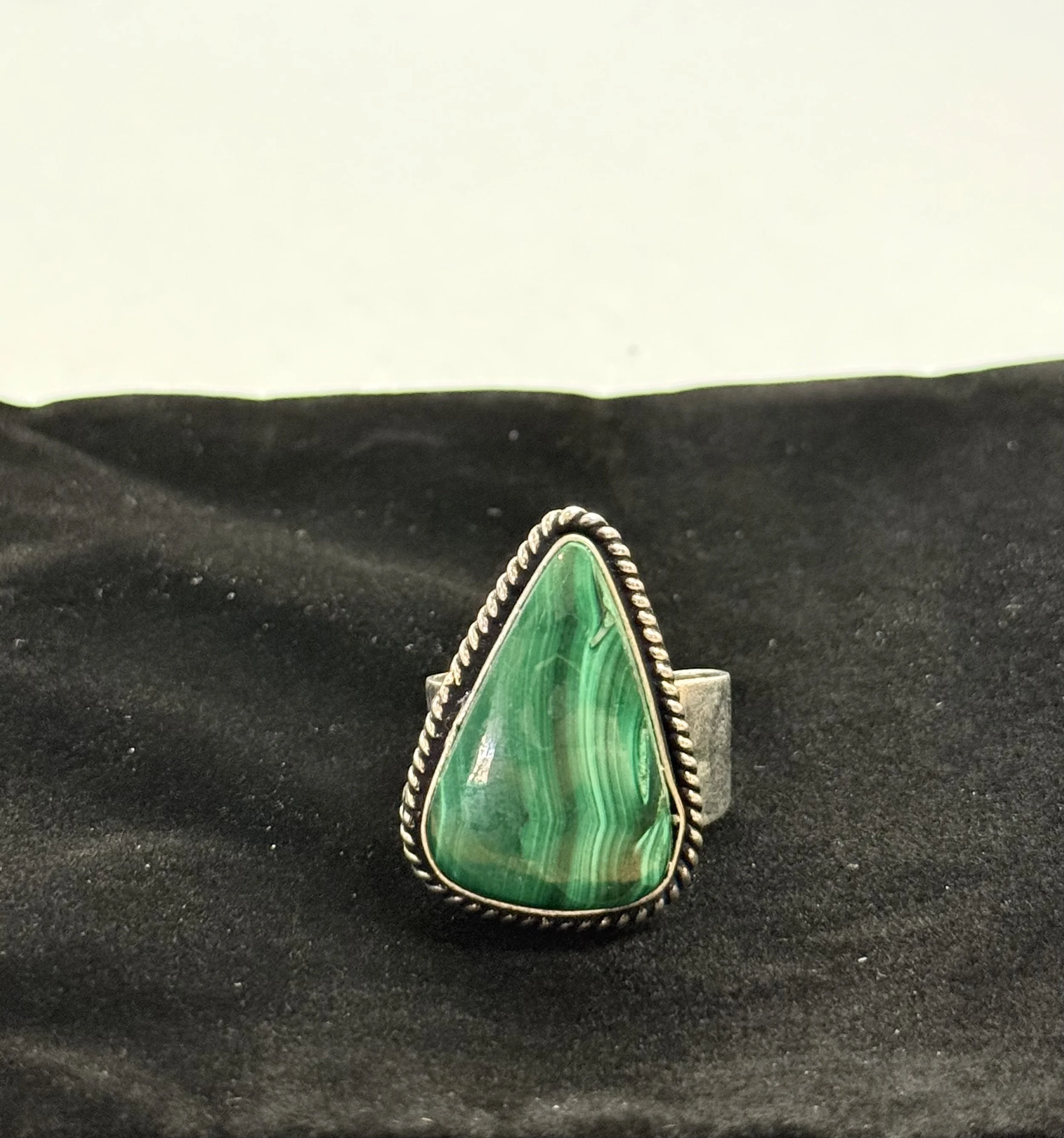 Anju Silver Stone Ring - Malachite