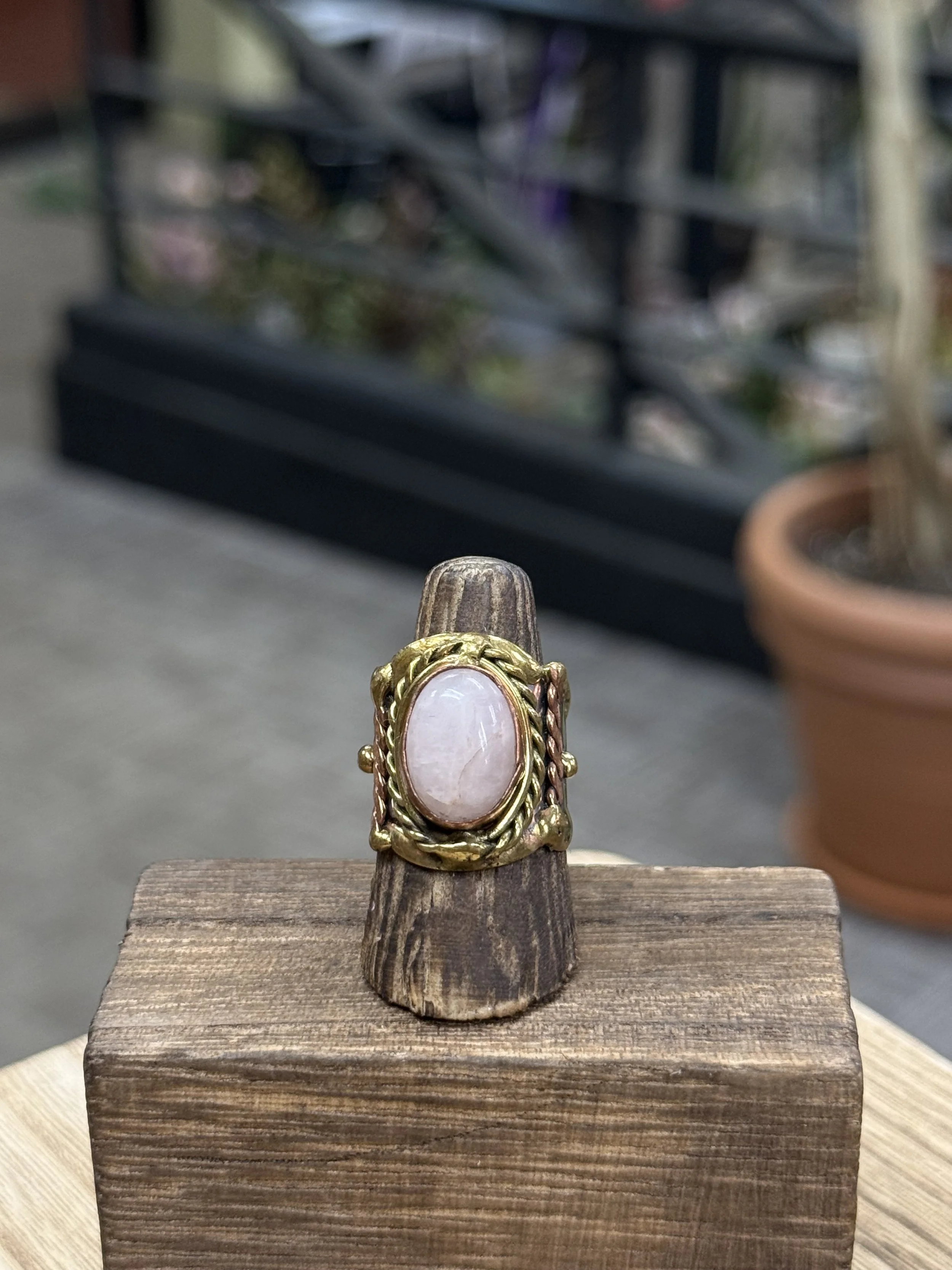 Anju Mixed Metal Stone Rings - Rose Quartz