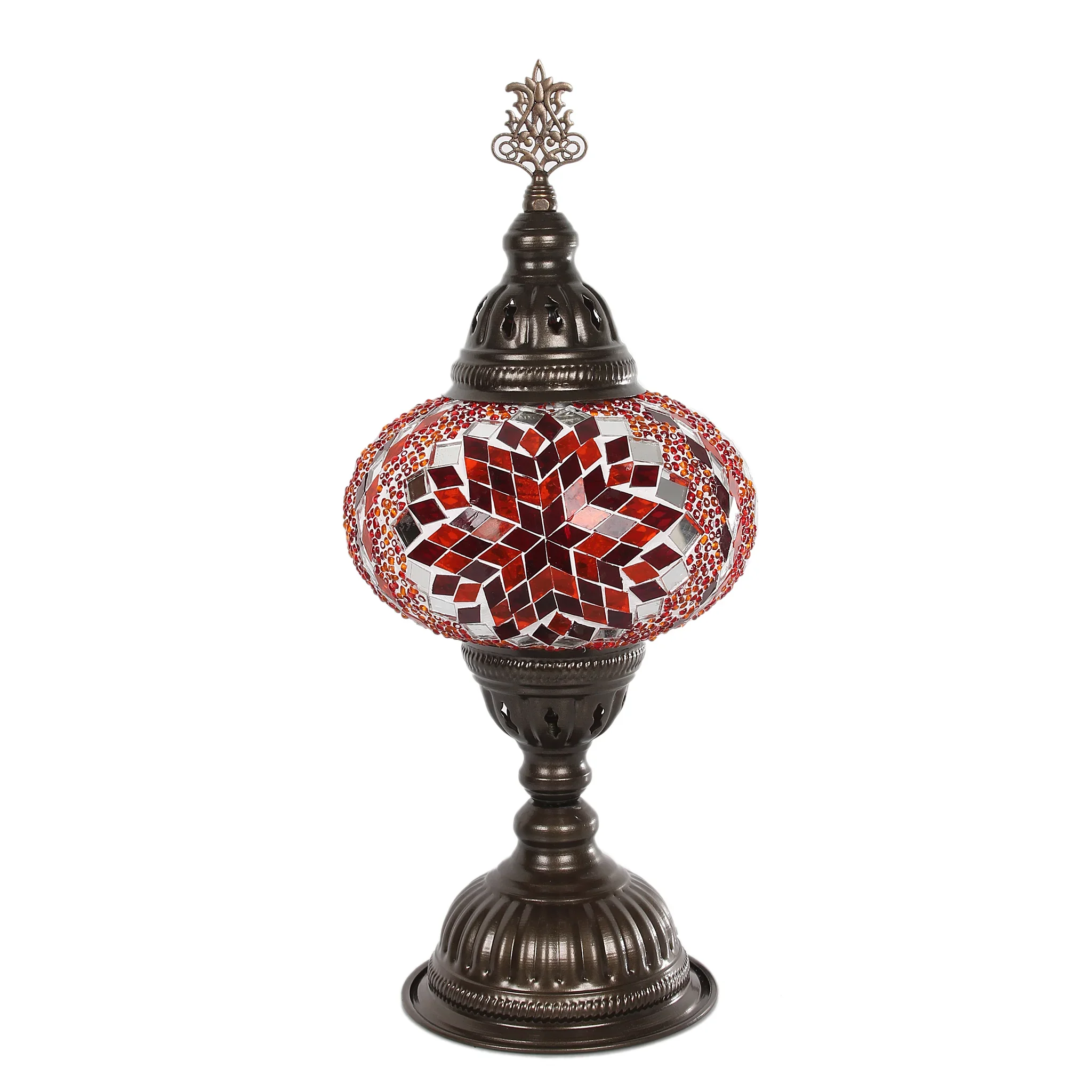 Turkish Mosaic Table Lamp - Red & Orange