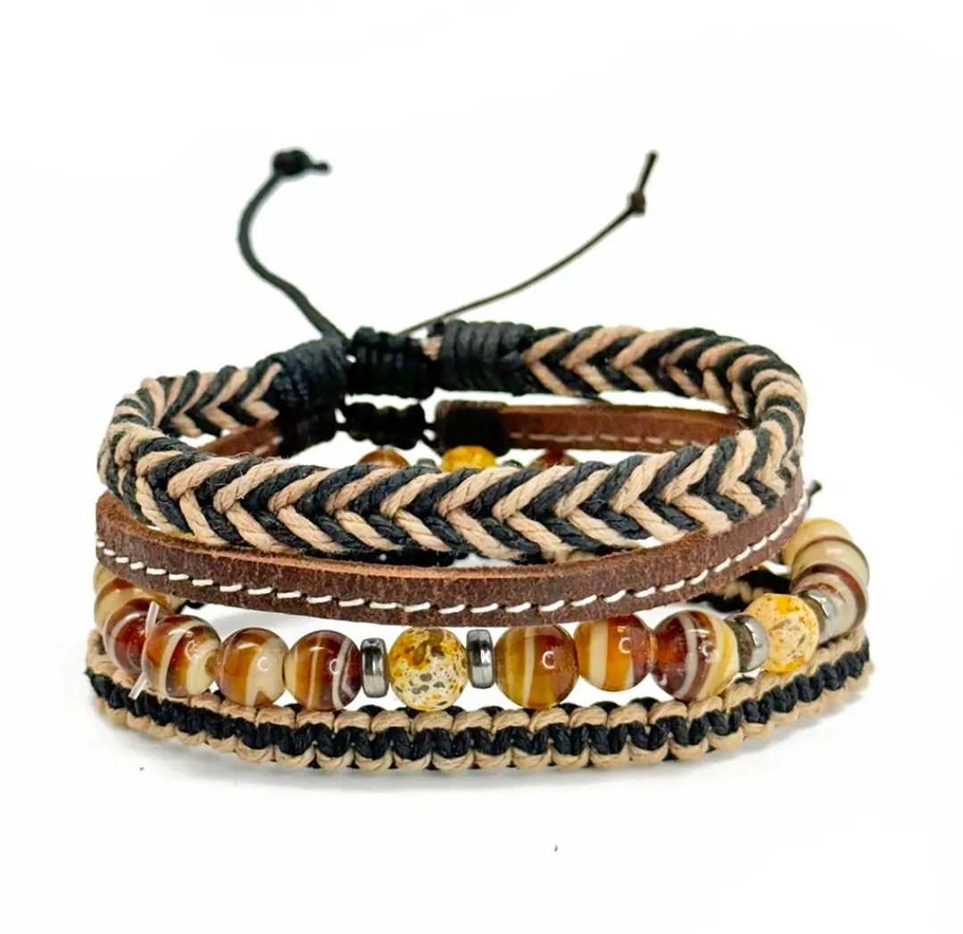 Anju Beaded Cord Bracelets - Agate Stone