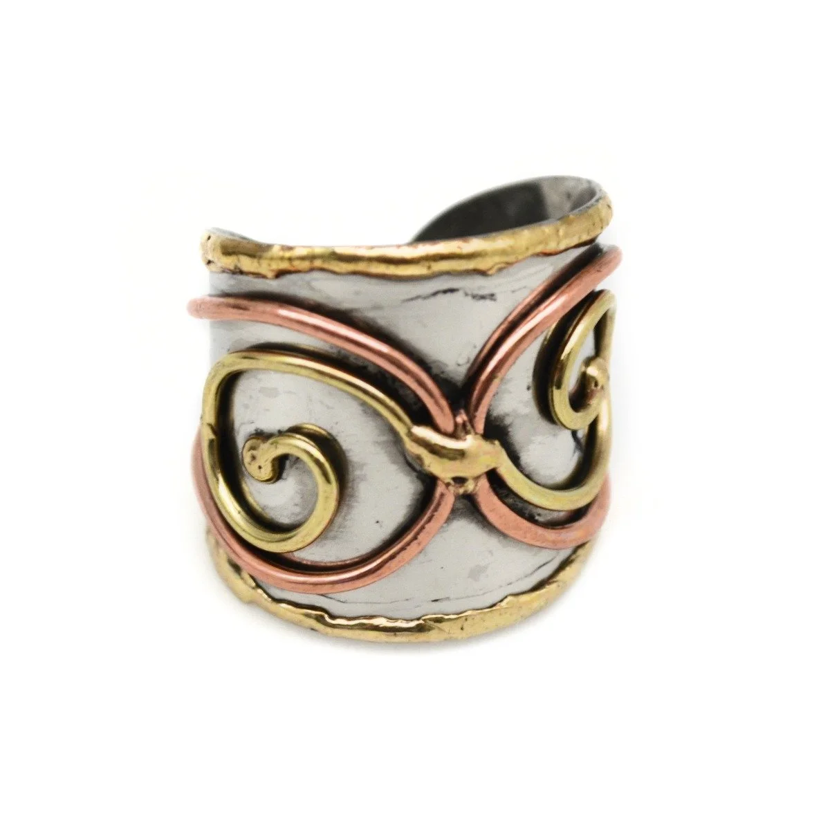 Anju Mixed Metal Ring - Double Swirl