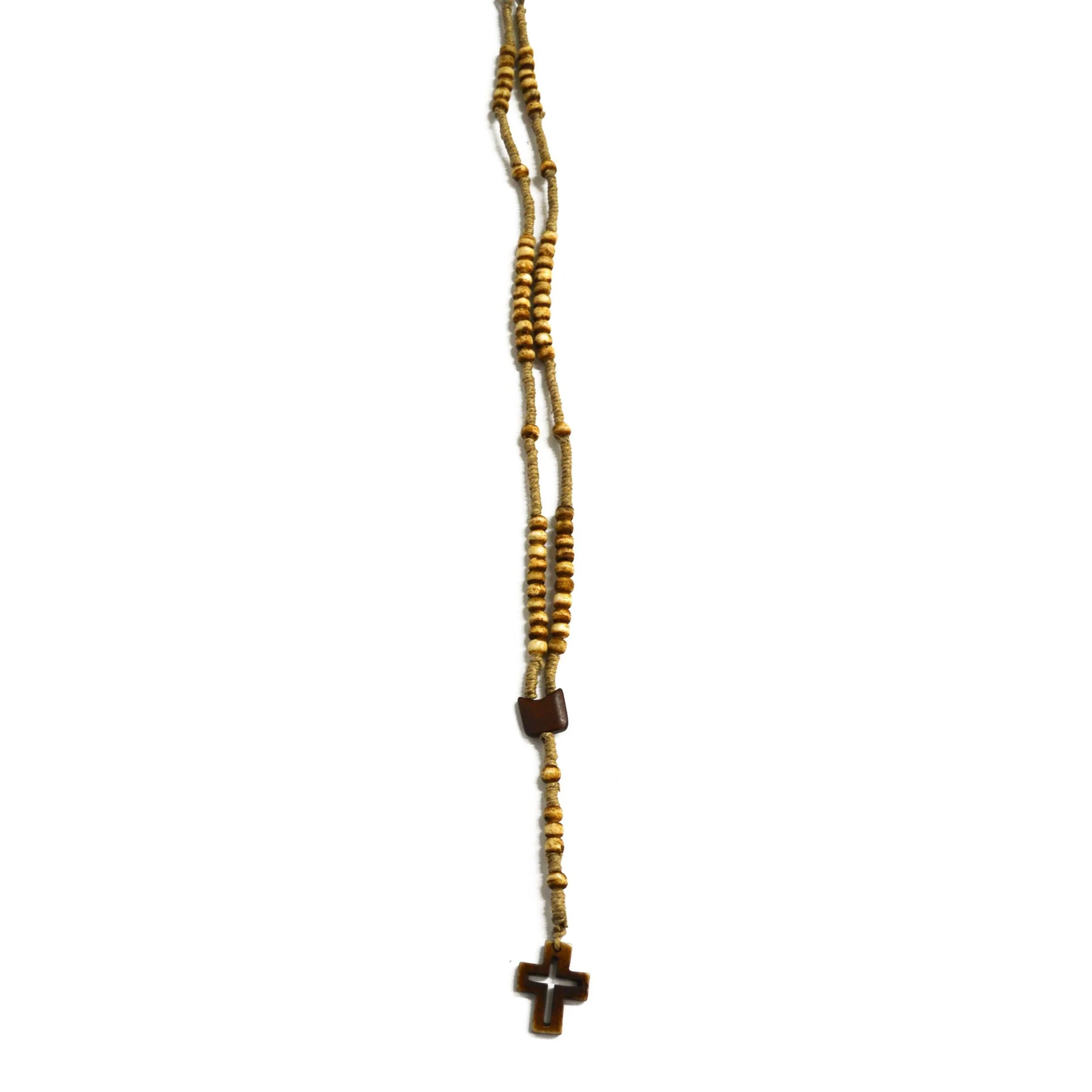 Anju Aadi Beige Cross Necklace