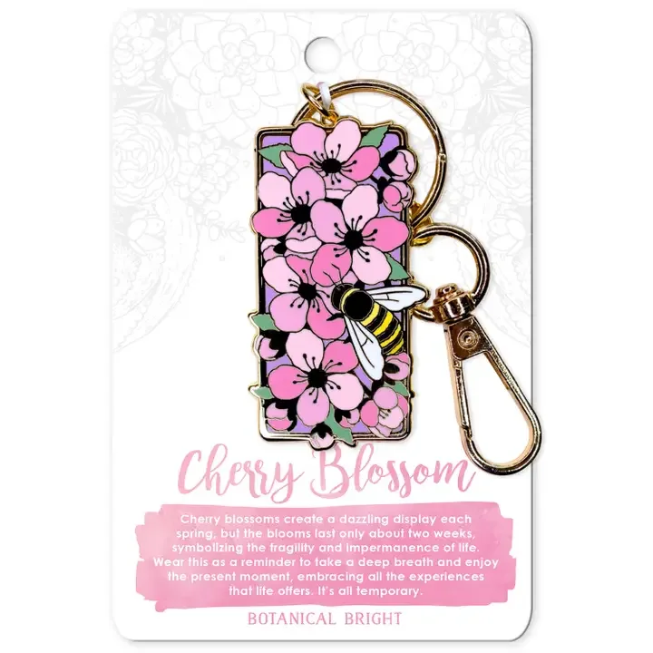 Botanical Bright - Bee & Cherry Blossom Enamel Keychain