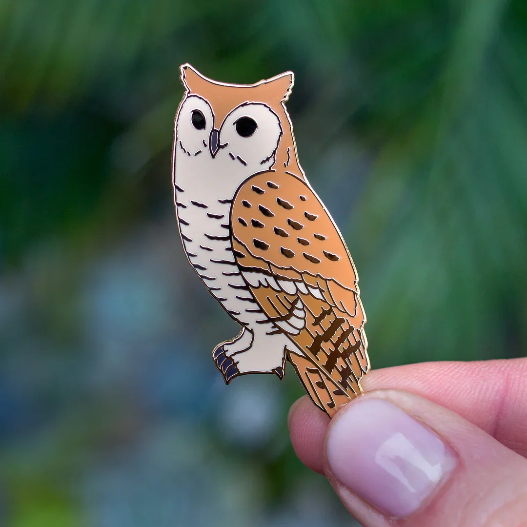 Botanical-Bright-Great-Horned-Owl-Enamel-Pin.webp