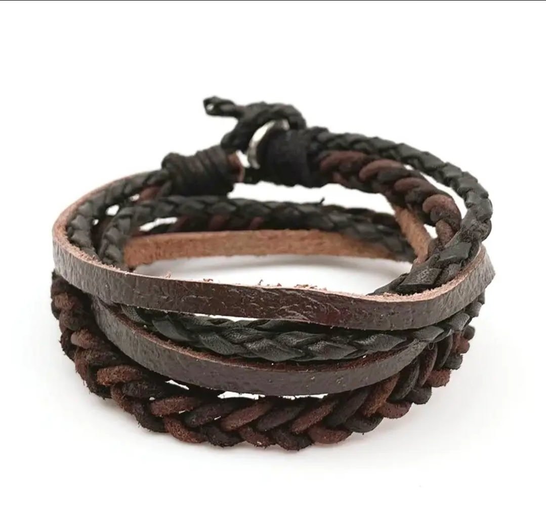 Anju Leather Bracelet - One-size, Brown & Black