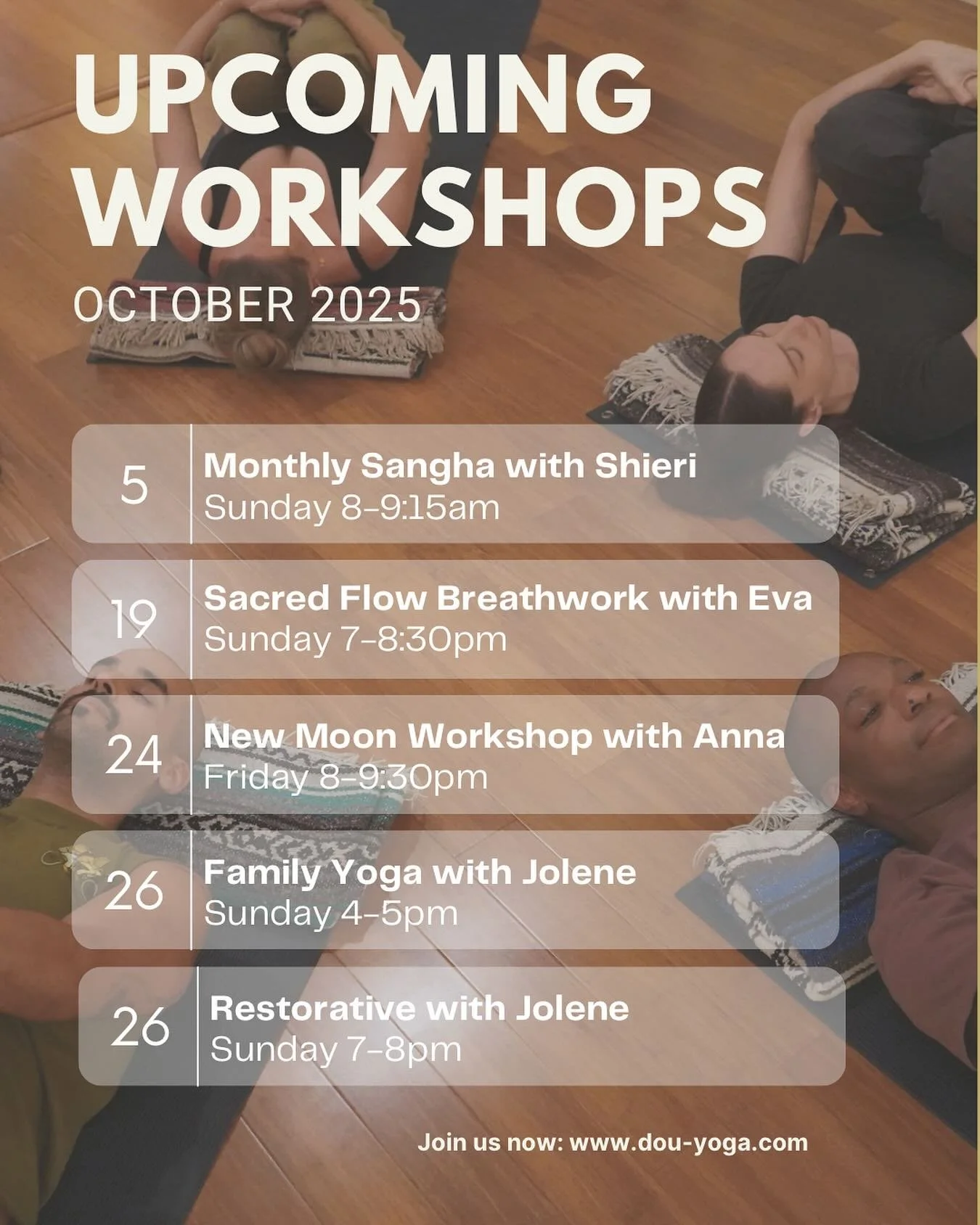 Goodbye September, Hello October 🍂

As the air cools and the days grow shorter, October invites us to pause, ground, and realign. At Dou Yoga, we welcome this new month as an opportunity to slow down, reconnect with ourselves, and embrace practices 