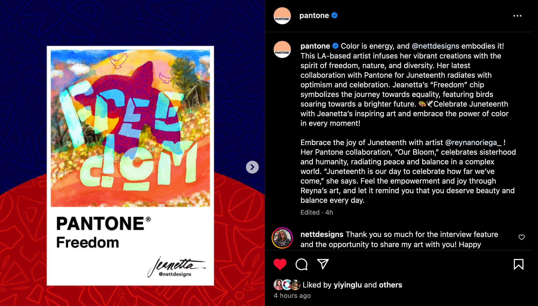 Pantone IG post