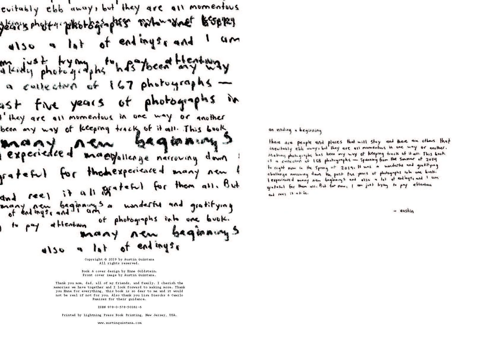 Handwritten Artist Statement.