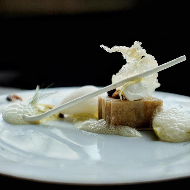 Here's to the weekend!
&bull;
Bartlett Pear Mille Crepe, Sauternes Sorbet, Ginger Mousseline, Currants and Cracked Hazelnuts