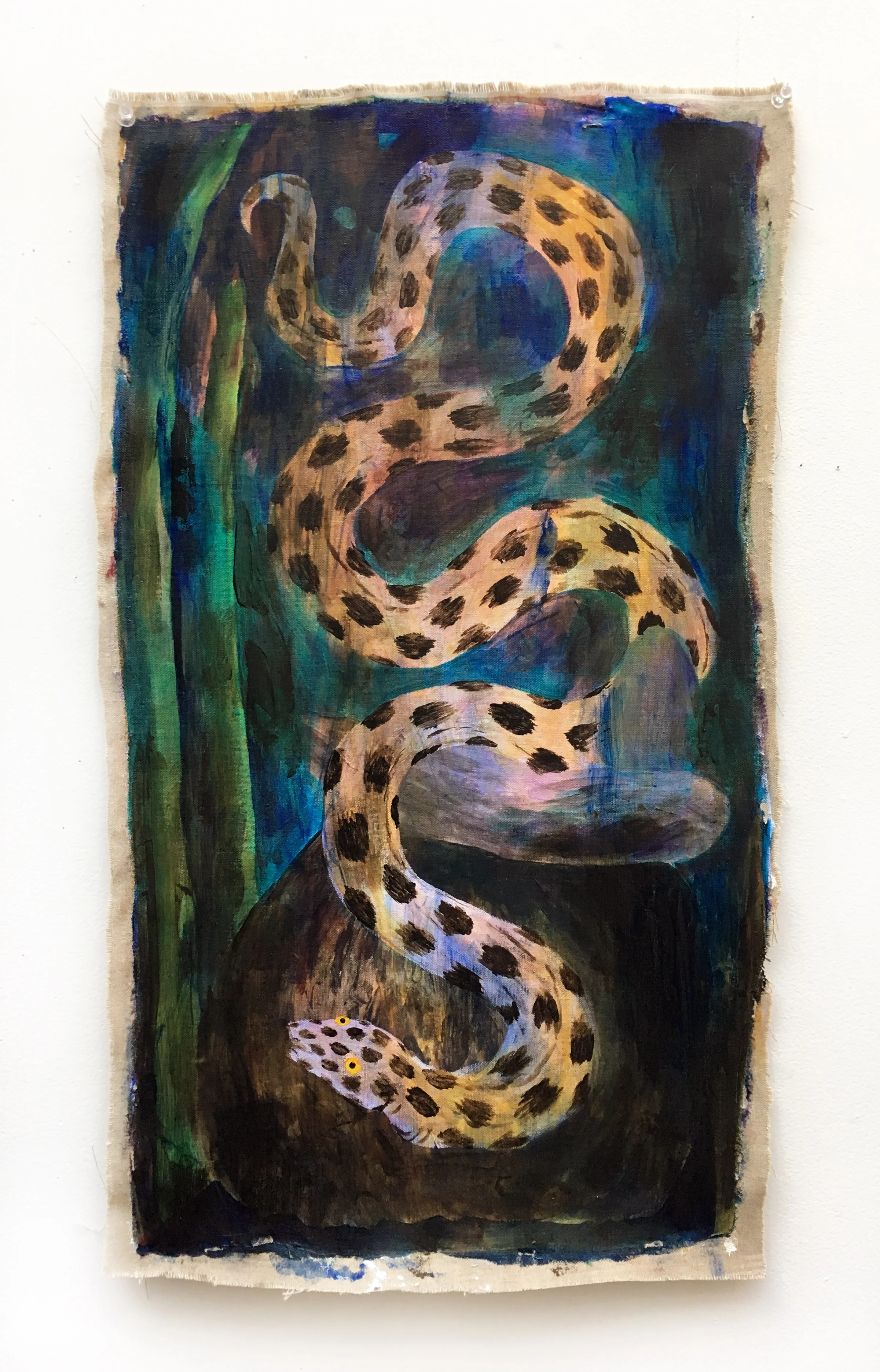 Again And, acrylic on linen, 14 by 28 inches, 2017