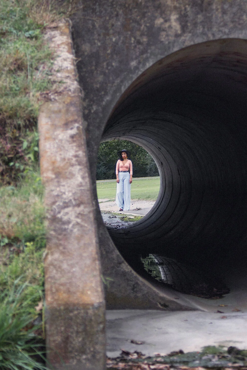 monica through a tunnel