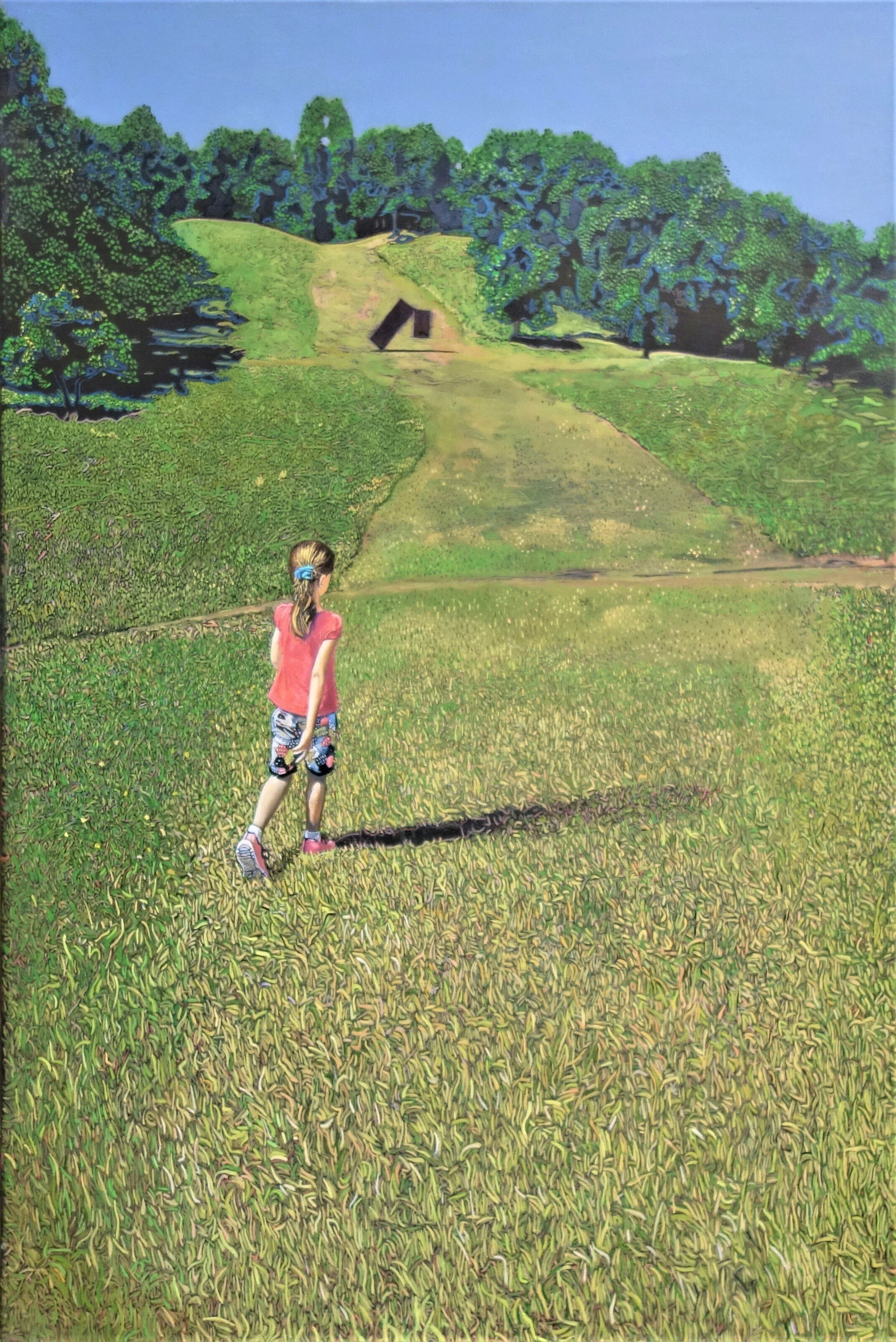 Girl Approaching Object