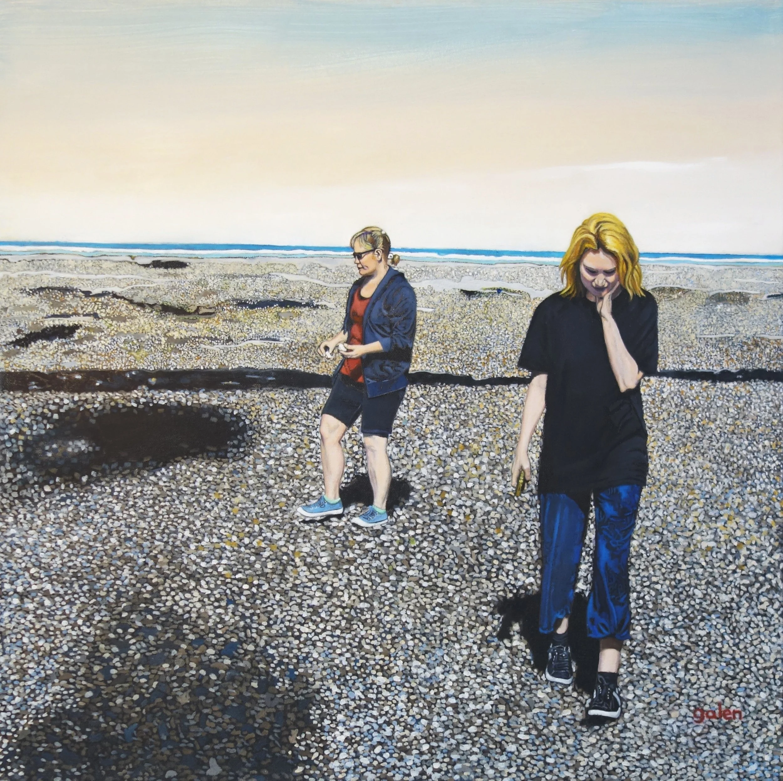 Two Women on Rocky Beach