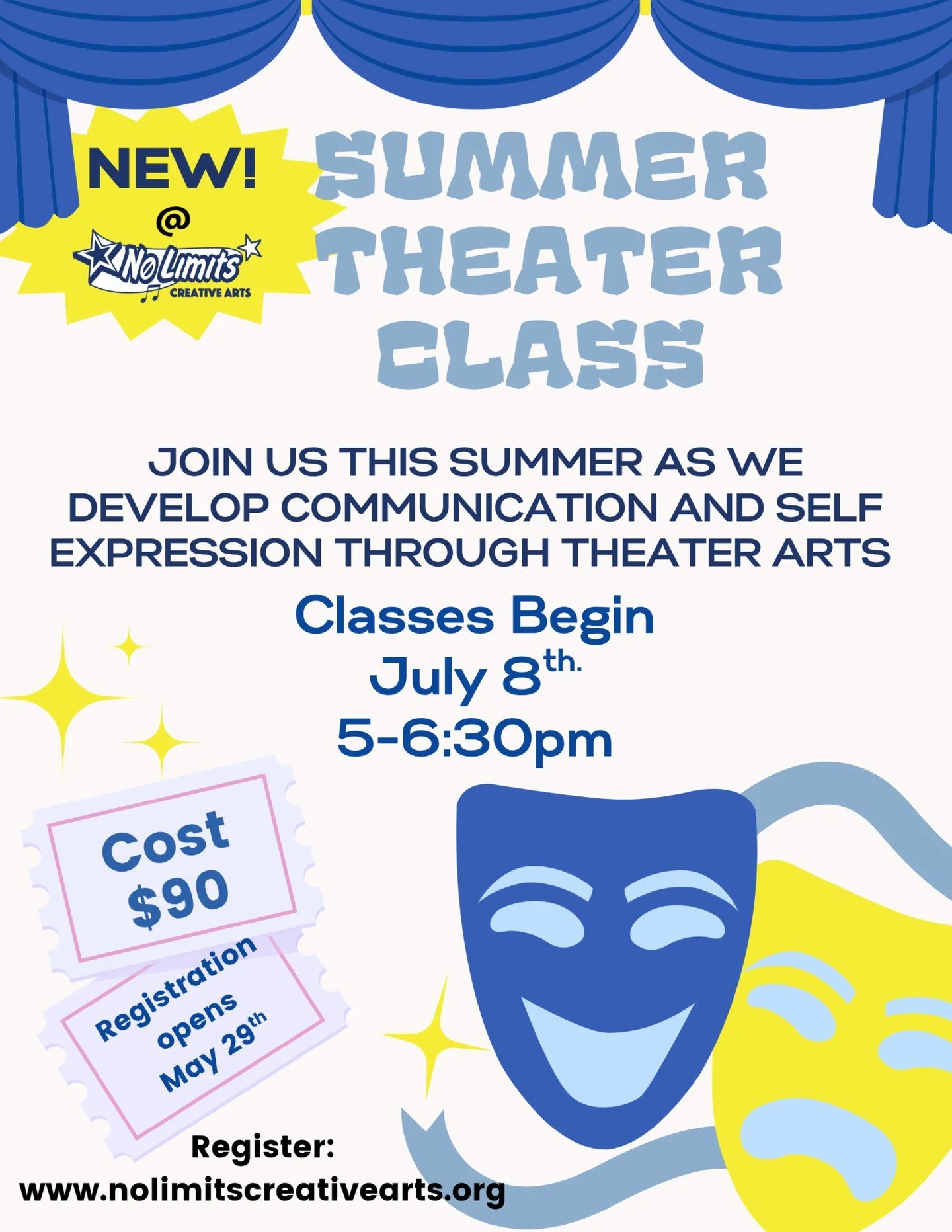 We are so excited to be offering this class this summer! 
Starting July 8th we will be offering to our students 14 yrs and older a fun, and engaging theater class. You do NOT want to miss this one! 
.
.
Registration opens May 29th 

*
*
*
*
*
#Breaki