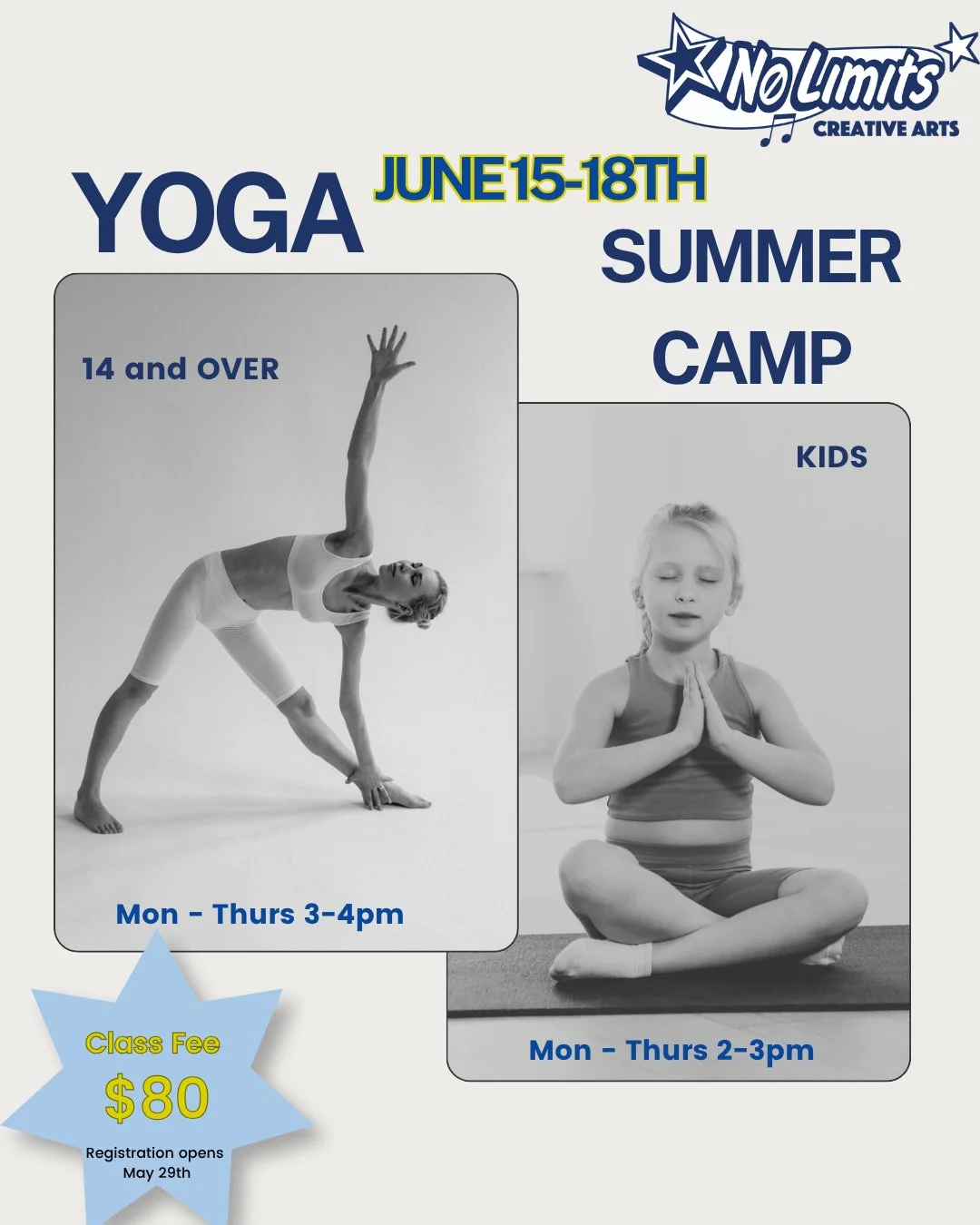 Another Summer Opportunity!

We will be offering a week long summer yoga camp for all our yogi's out there. This is a great way to start our summer. Check out our flyer and register May 29th!