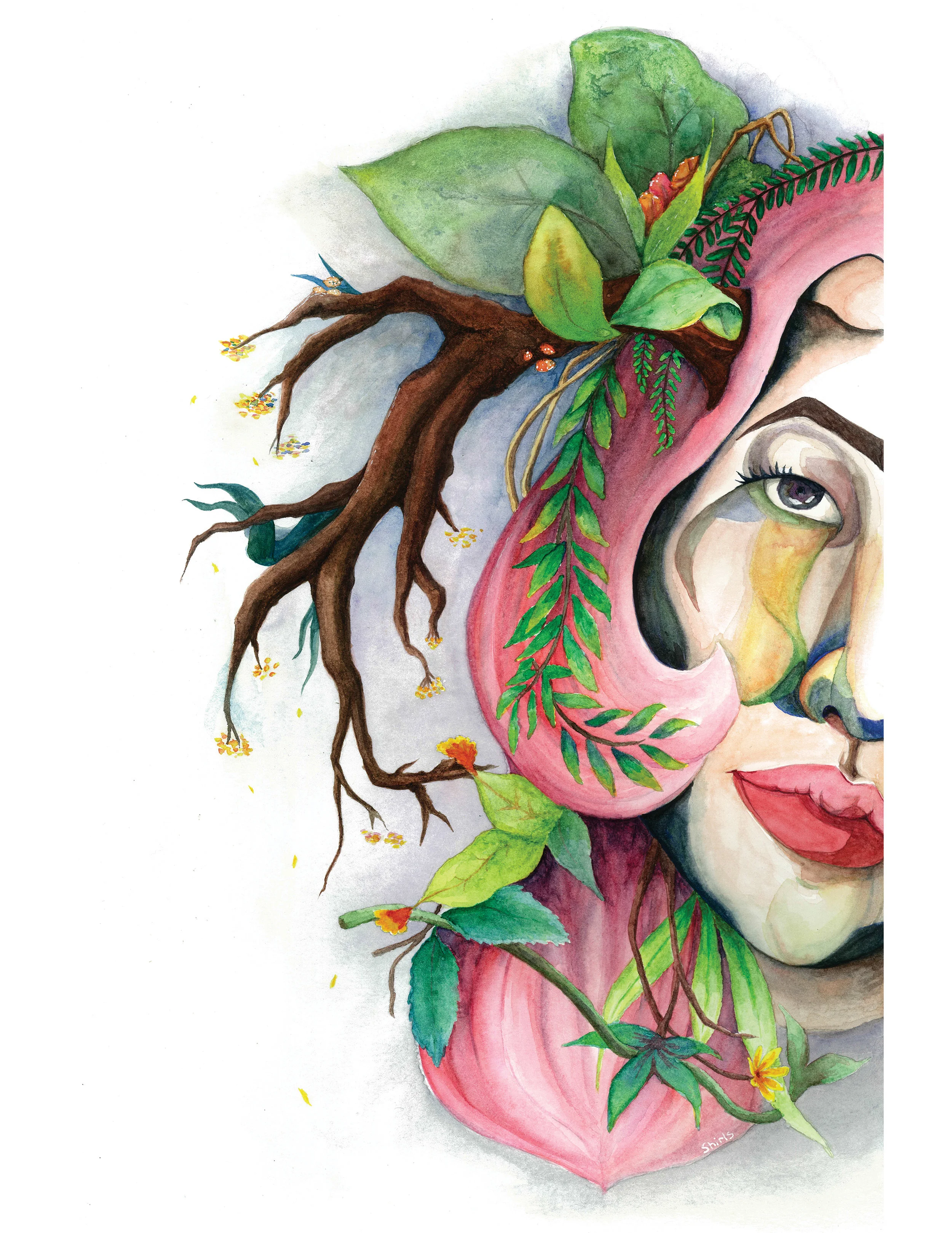 Spring Gaze. Watercolour and gouache on paper