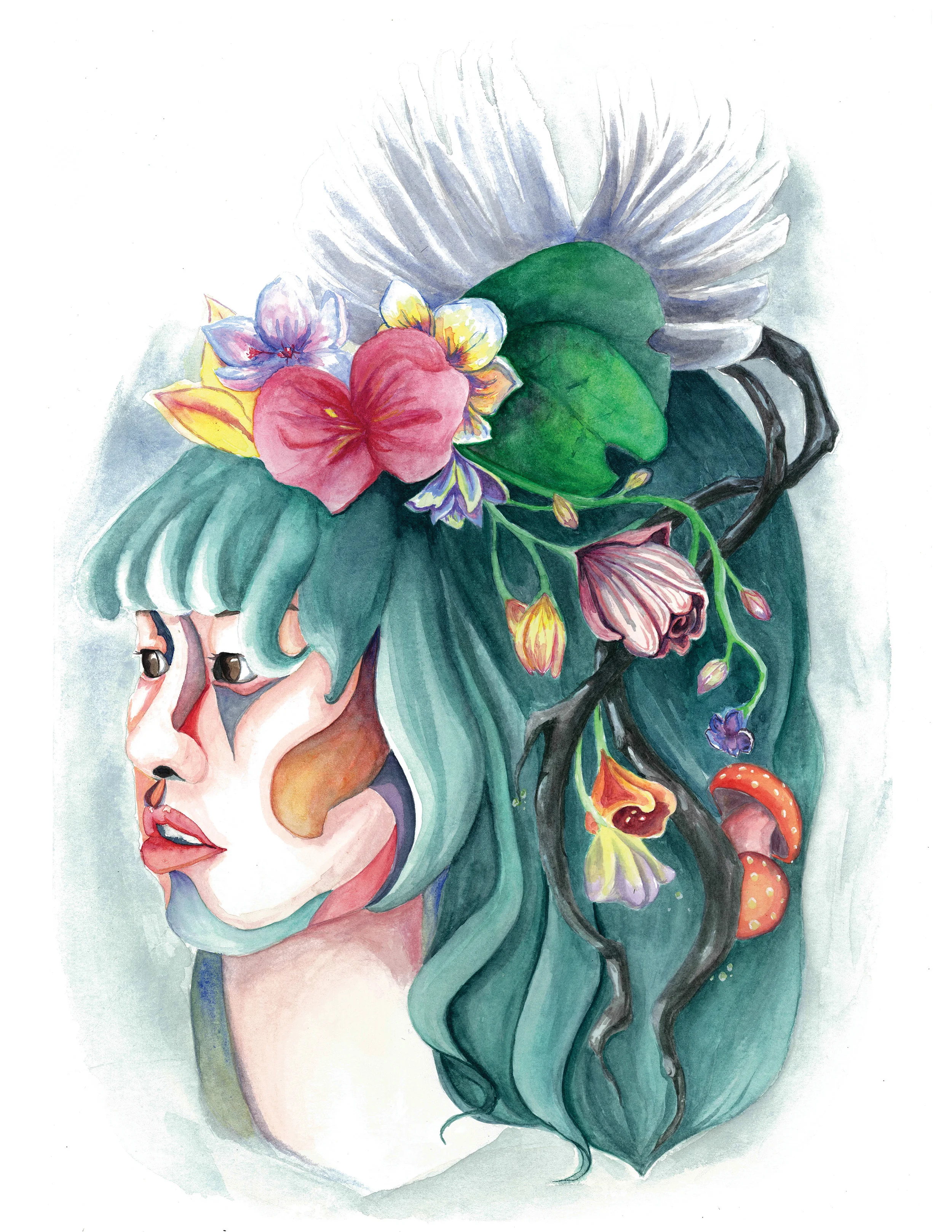 Summer Bloom. Watercolour and gouache on paper.