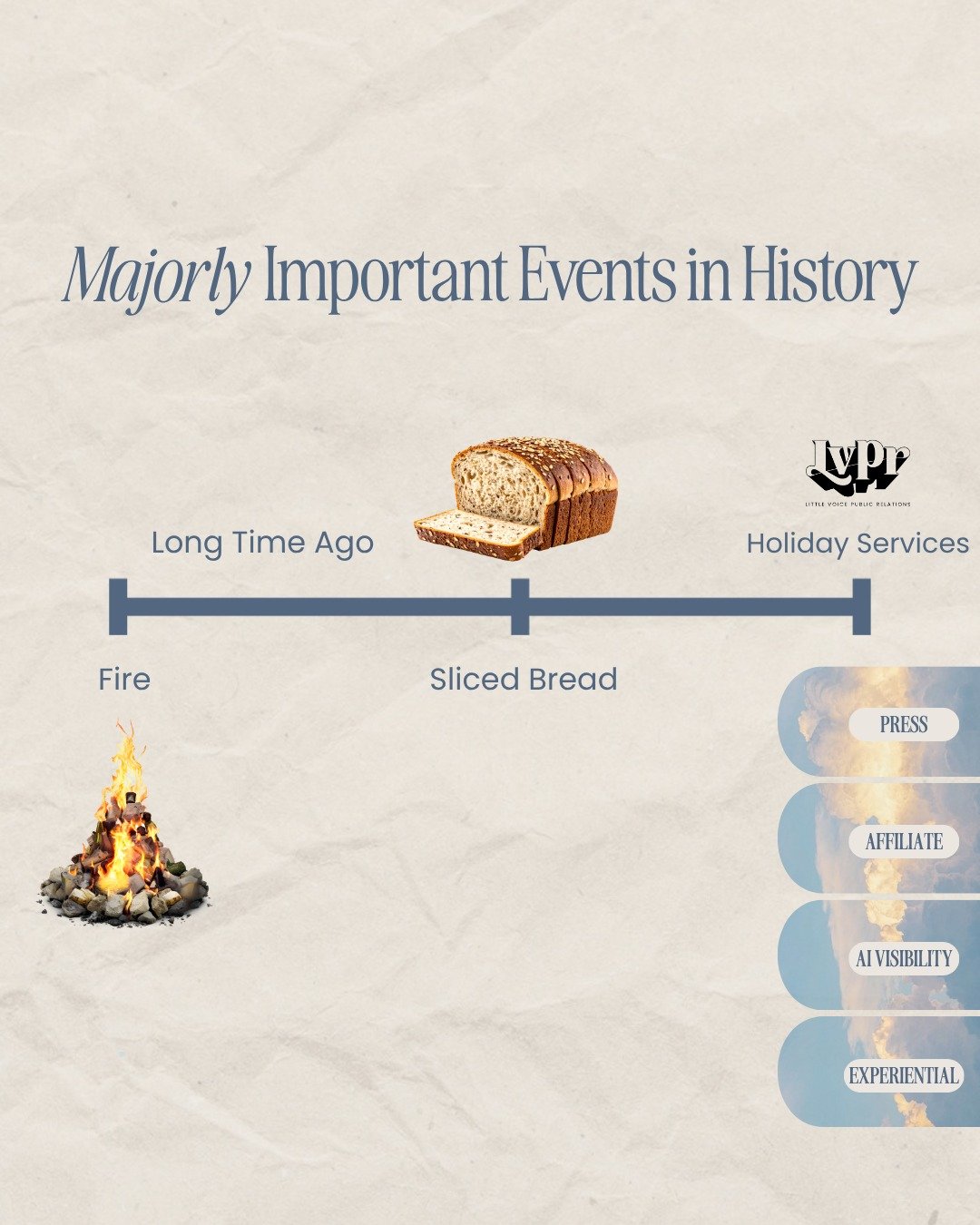 History's newest hit: knowing who to call before Q4.

Holiday season doesn't wait, and neither should your visibility strategy. From press to affiliate to AI search to experiential, we build the campaigns that actually move product during the busiest