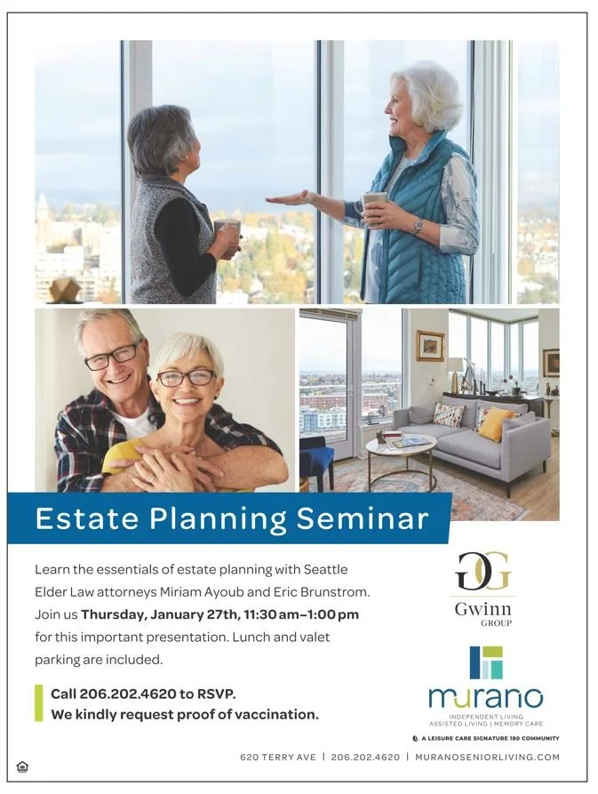 Estate Planning Seminar January 27th 11:30a-1:00p