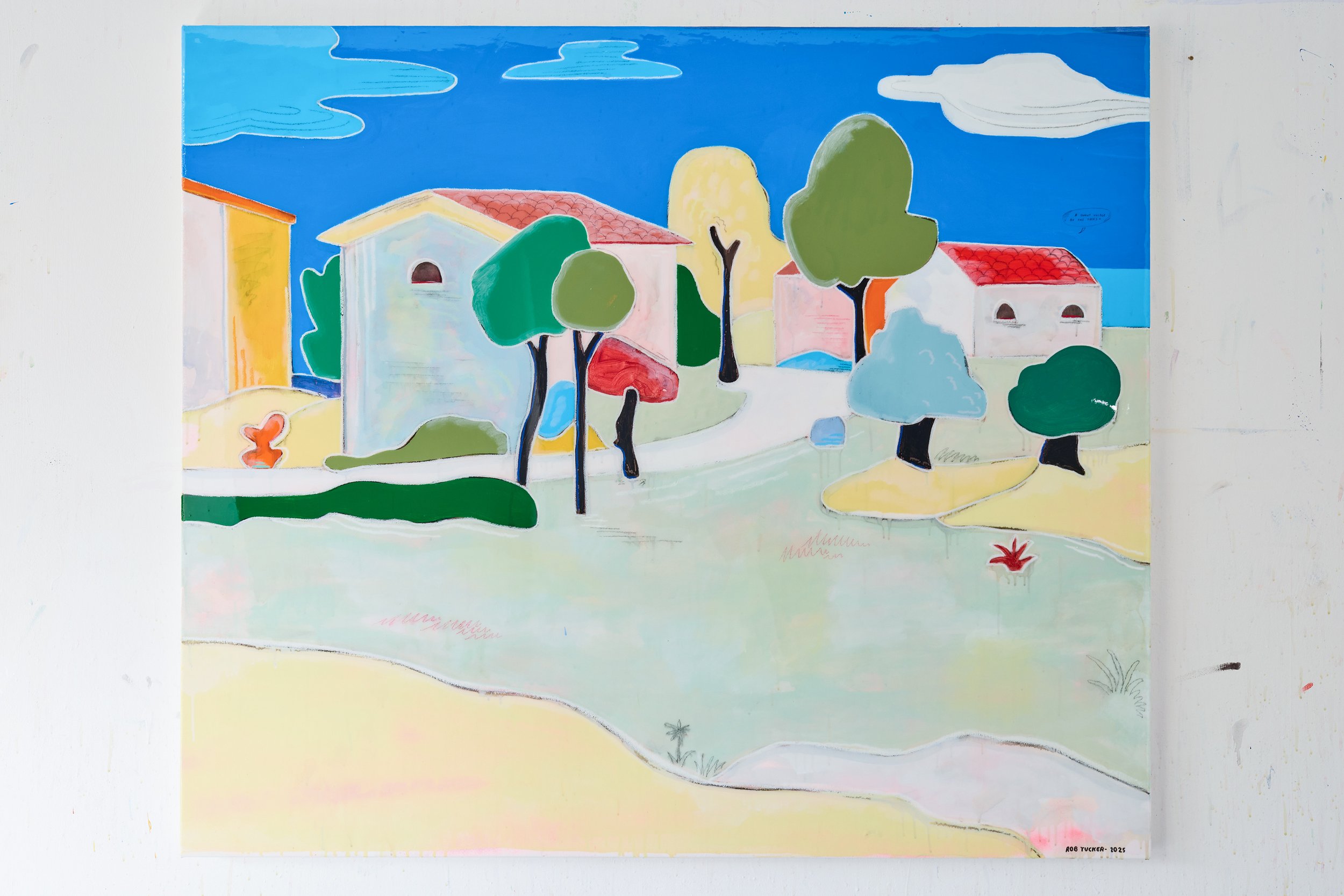 A quaint village by the trees. 140x120cm.jpg