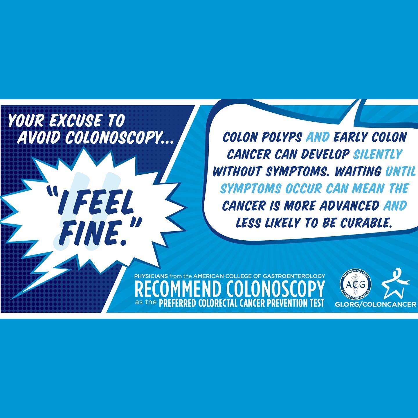 No symptoms? That&rsquo;s good but Unfortunately that can be true for some who develop #ColonCancer 😔
BUT that means all the more reason to get screened one way or another without delay by age 45 y/o ! So don&rsquo;t procrastinate! There are multipl