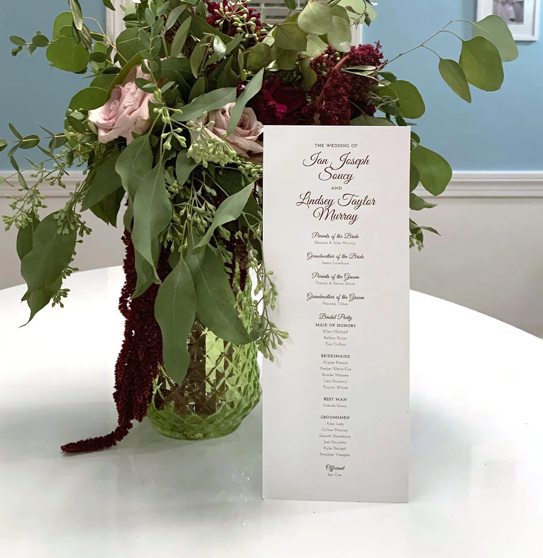 Photo of wedding program
