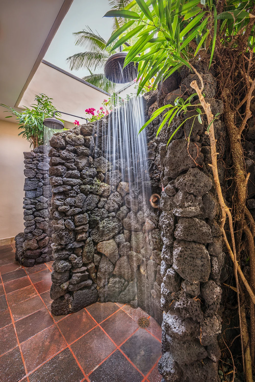 Waterfall rock shower at the Anara Spa at the Grand Hyatt Kauai
