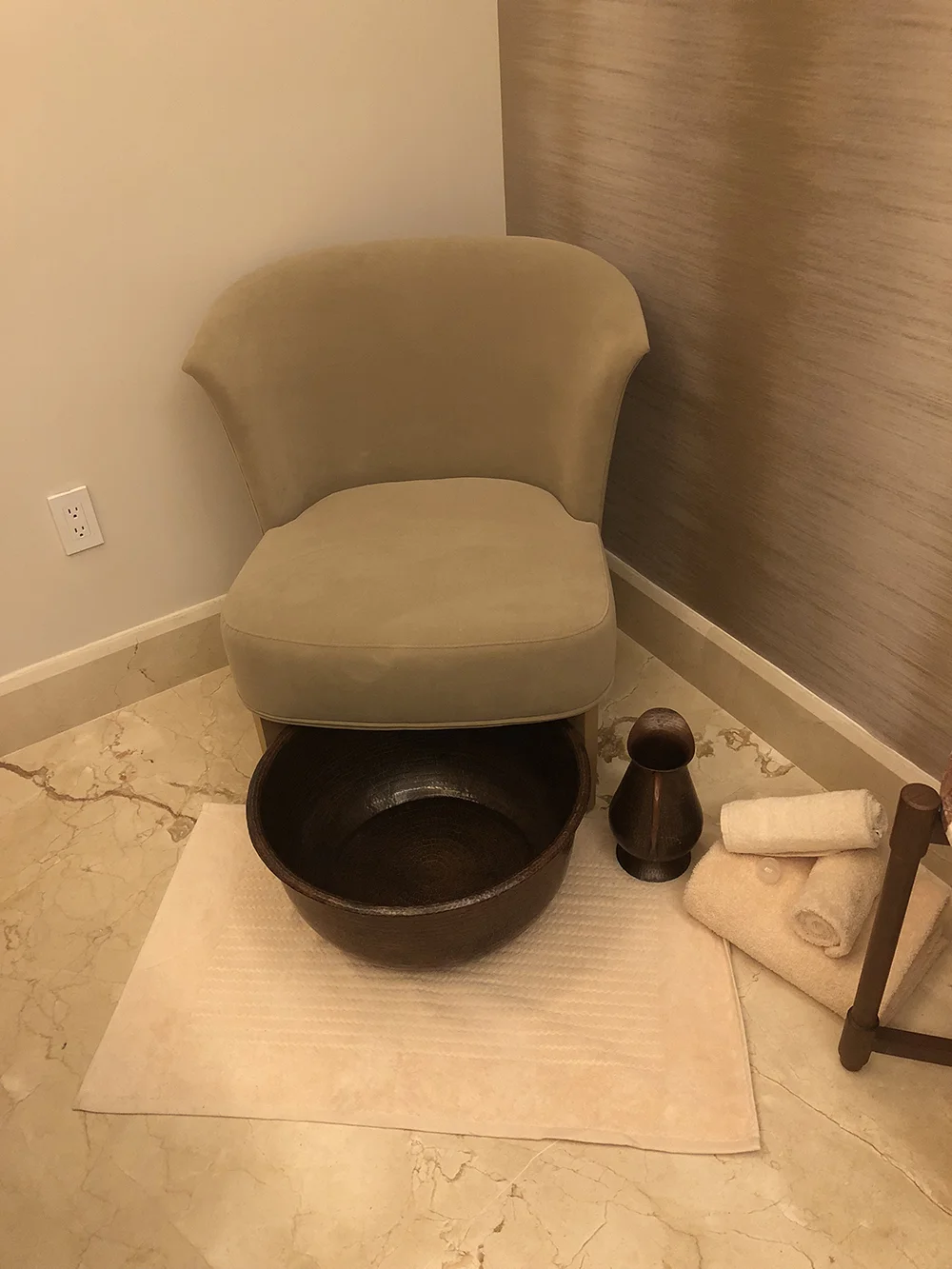 The Mayan massage begins with a foot ritual.