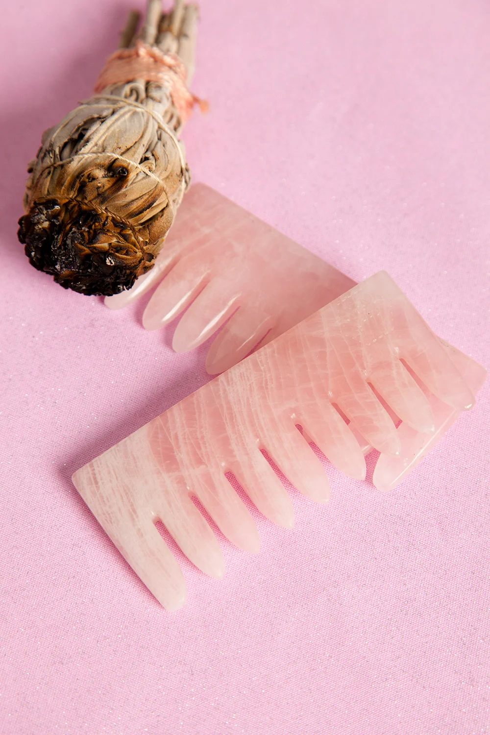 CrownWorks combs are available in 4 varieties, including rose quartz (pictured).