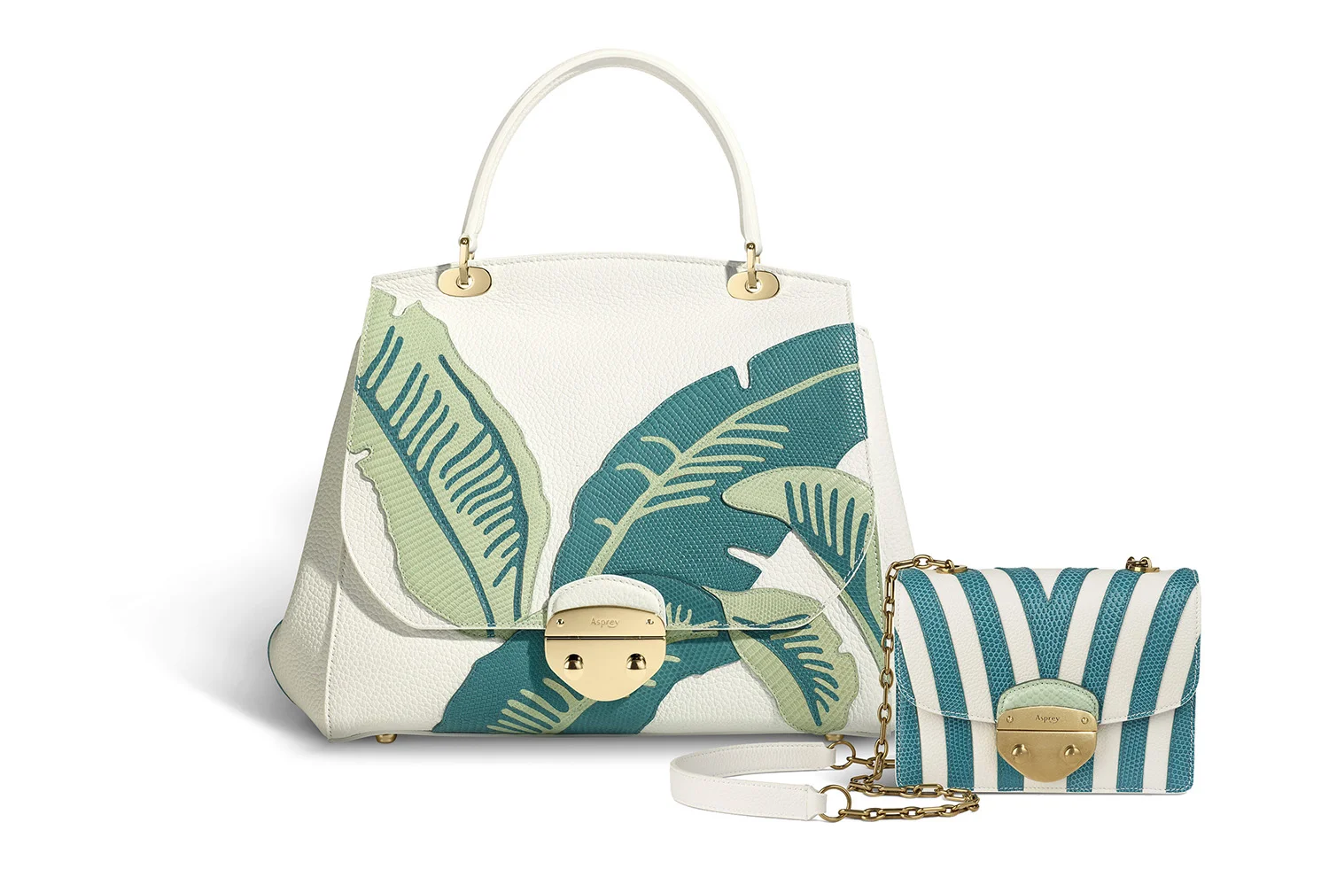 Asprey's SS'18 collection includes the hotel's signature banana leaf and striped Cabana prints.